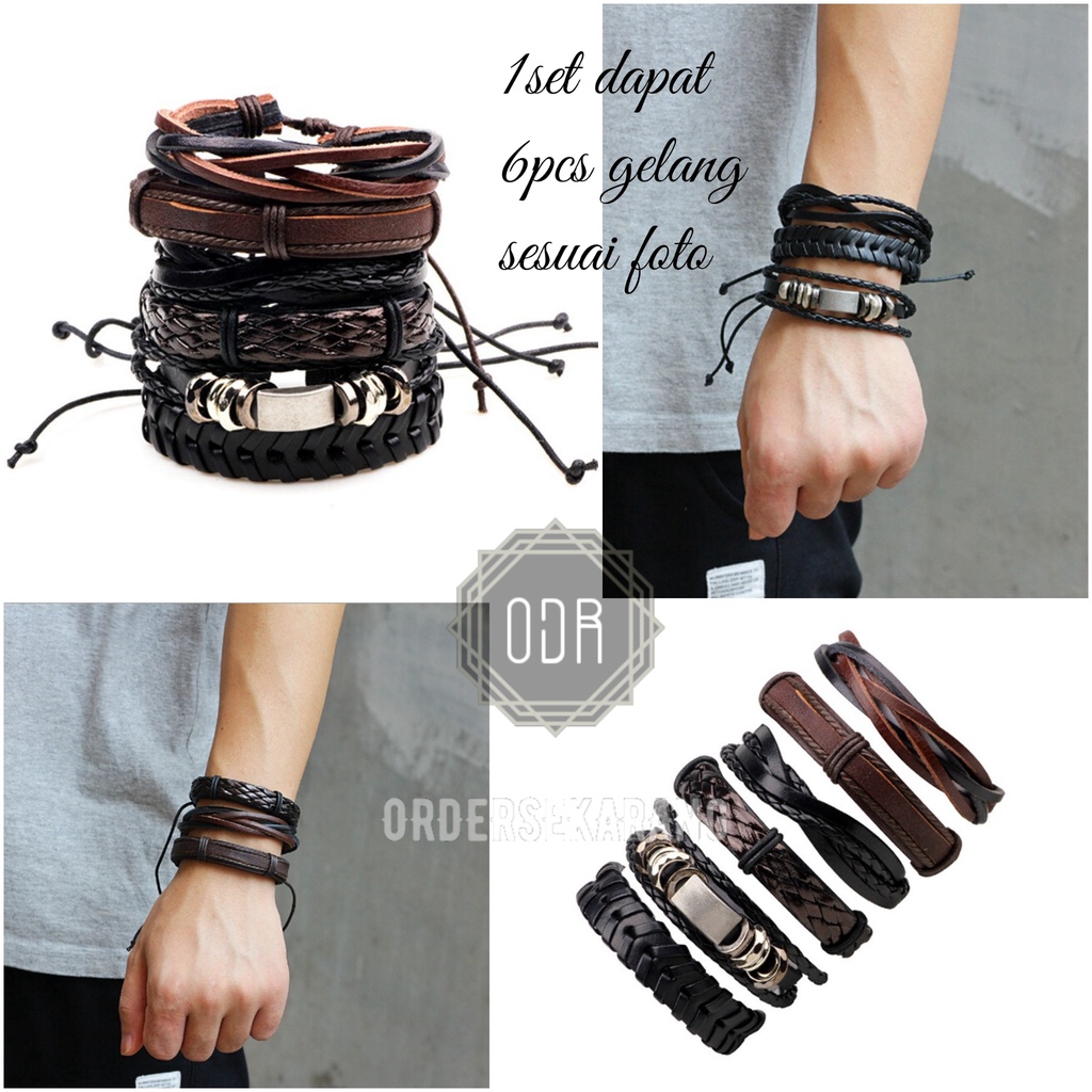 GELANG BRACELET FASHION HARD ROCK LEATHER KULIT AKSESORIS PRIA dan WANITA