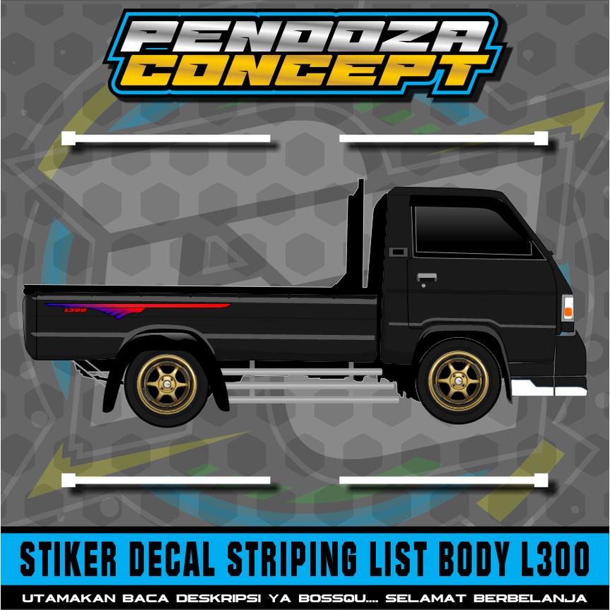 stiker list body pickup l300 / stiker striping list body samping pickup l300