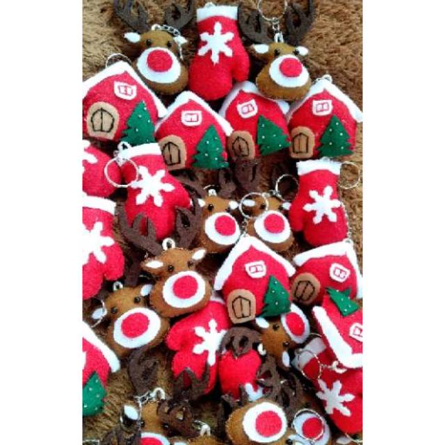 Souvenir Natal Gantungan kunci flanel serbaguna unik