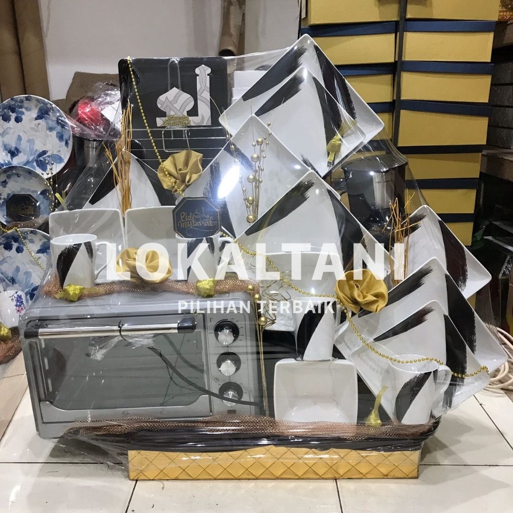 Parcel Lebaran Piring Sango Dinner Full Set + Microwave + Coffee Maker