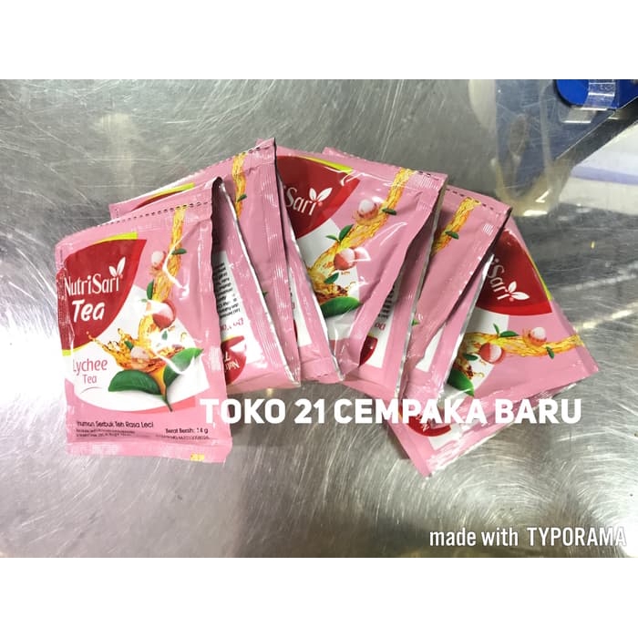 

Nutrisari Rasa LYCHEE TEA 1 renceng isi 10 sachet | Nutrisari Teh Leci Murah Promo