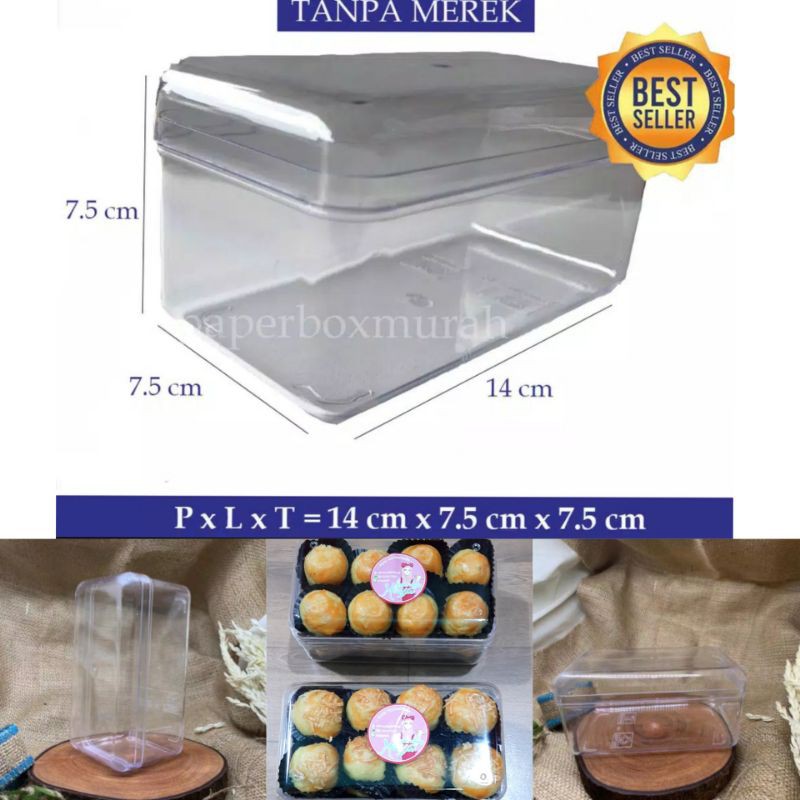 eceran Toples kue kotak bulat persegi mika dessert box kue kering tempat wadah kue