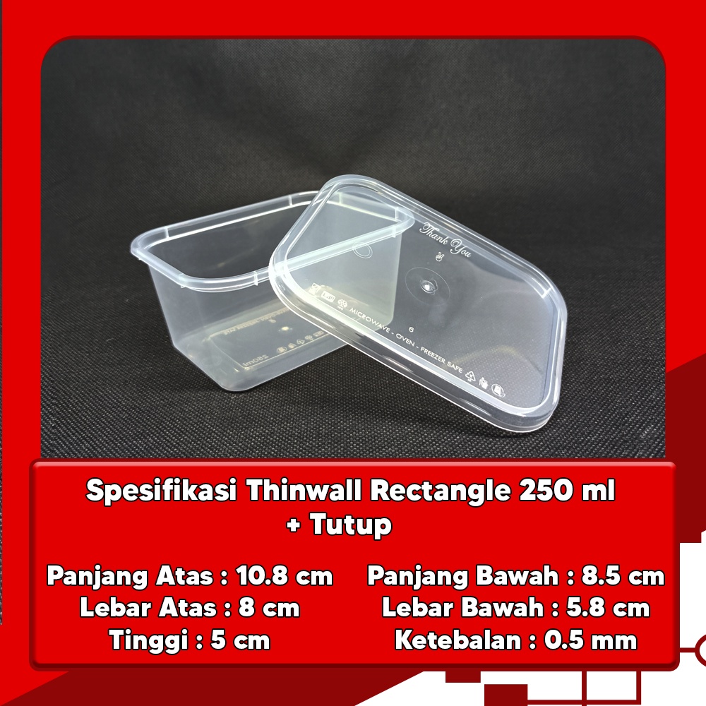 kotak plastik persegi panjang 250ml / thinwall plastik 250ml MURAH