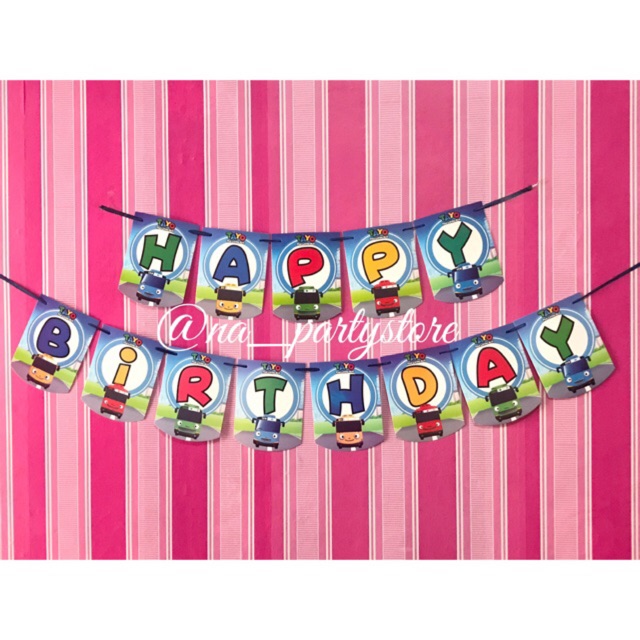 [TERMURAH] BUNTING FLAG/BANNER HAPPY BIRTHDAY TAYO BUS