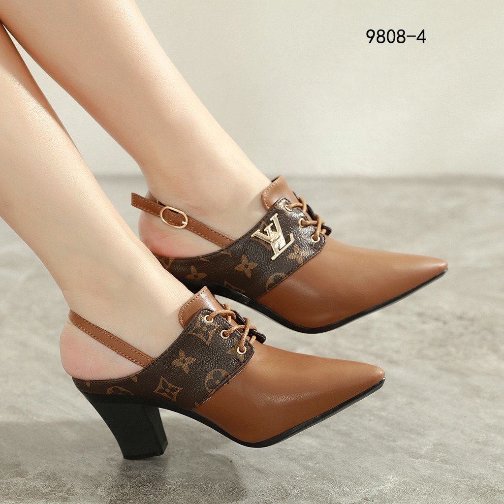 UP2B 9808-4 sepatu hak wanita sepatu hak kulit wanita sepatu pesta sepatu wanita import LV