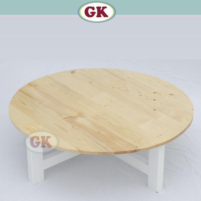 Meja Bulat / Meja Lesehan/ Meja Bundar Pendek/ Meja Tamu - Kaki Putih Firando_Official
