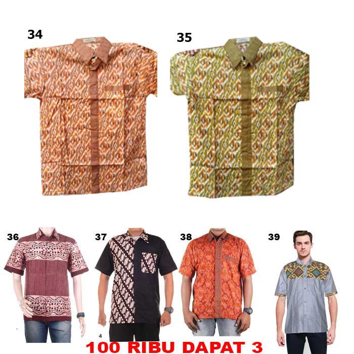 99 ribu Dapat 3 Kemeja Batik Motif Terkini