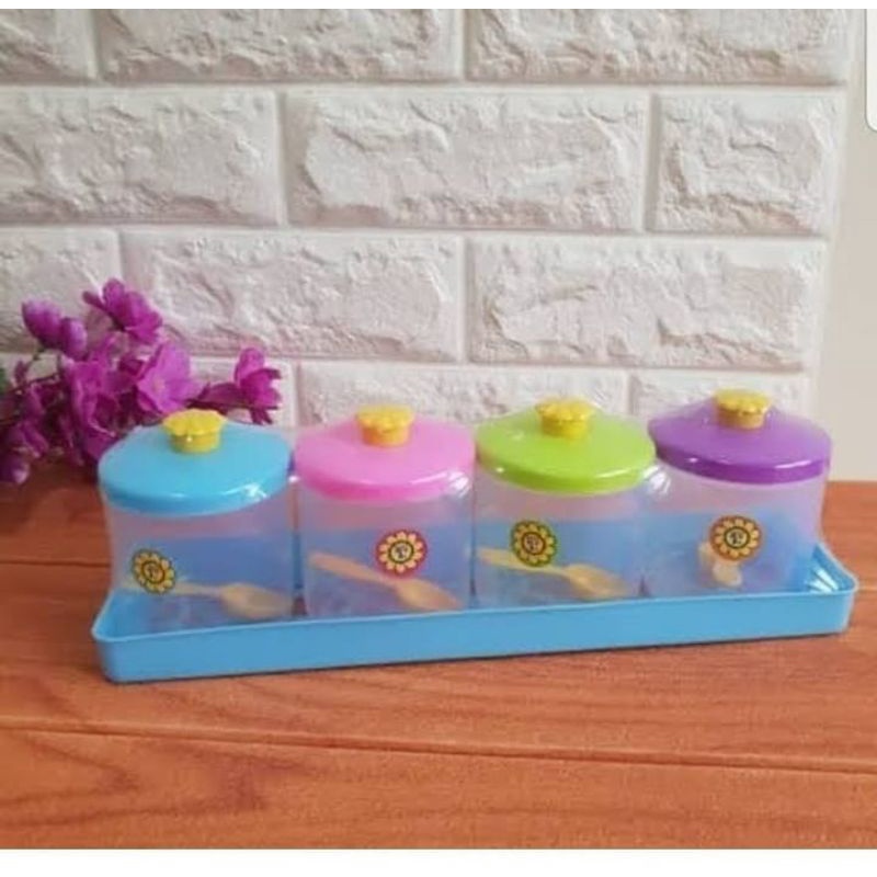 SET TEMPAT BUMBU 4PCS FREE SENDOK TAKAR