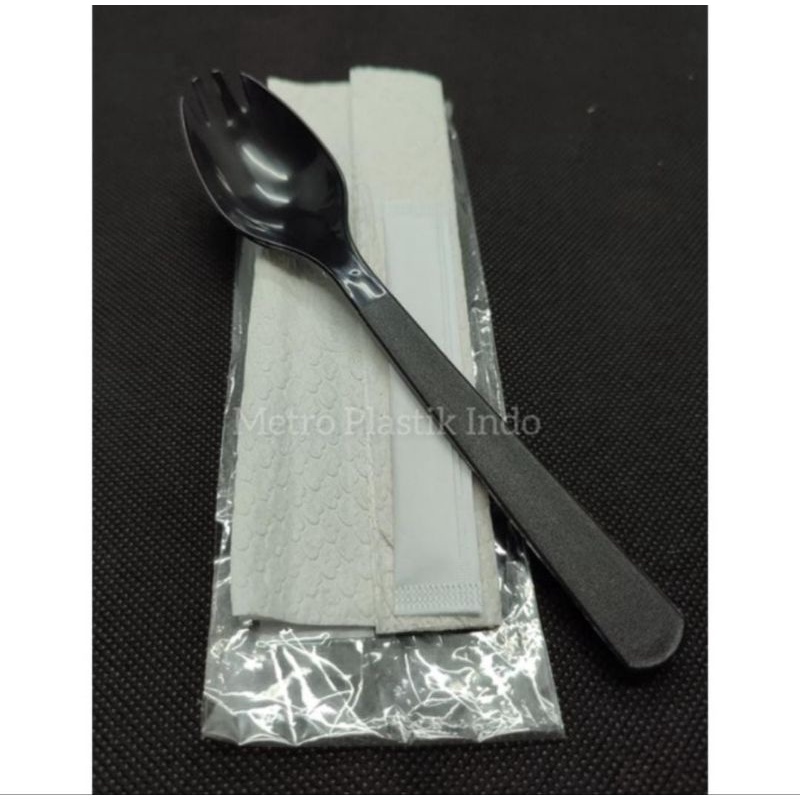 Sendok Garpu Plastik Sterin 2 in 1 | Spork Plastik Steril - SPORK  STERIL