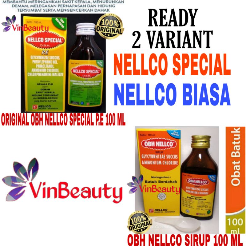 ORIGINAL NELLCO OBH SPECIAL 100 ML / OBH NELCO P.E SIRUP BATUK DEMAM FLU & OBH NELLCO SIRUP BATUK BE