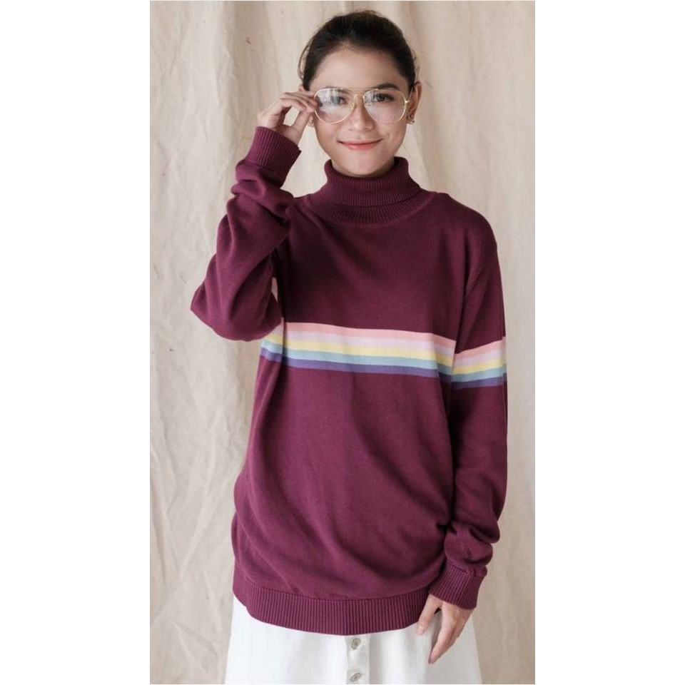 TOKOMILKAN - Turtleneck Rainbow / Sweater Wanita