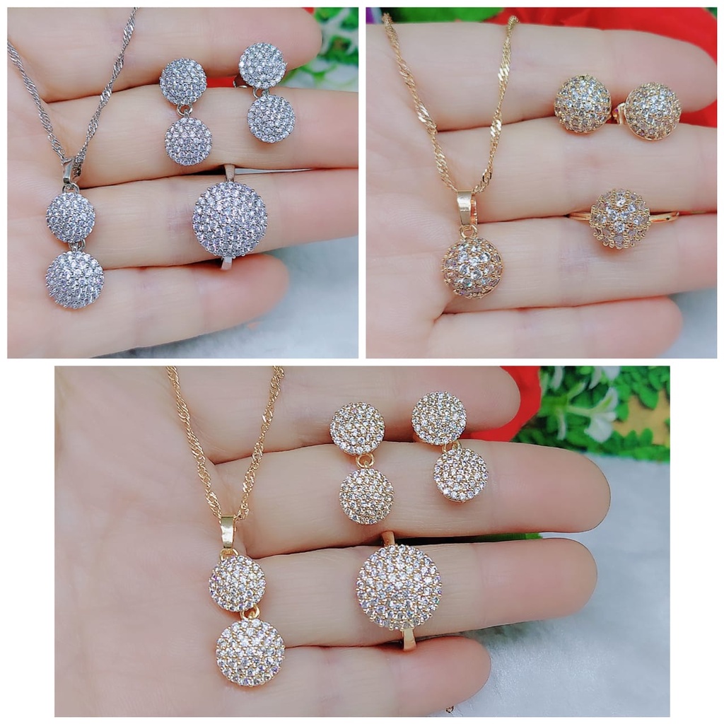 Set Kalung Liontin+Cincin+Anting Permata xuping lapis emas 18k S019 S020