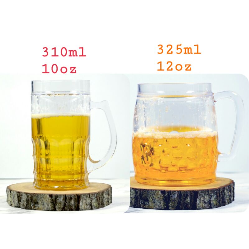 Double Wall Mug Beer Glass Plastic / Gelas Plastik Bir Motif Dinding Ganda