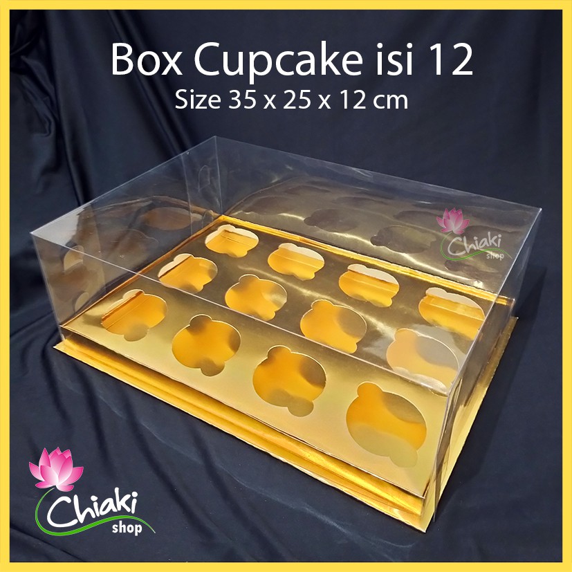 

Box Cupcake isi 12 GOLD 35x25x12 cm Kotak Mika Donat Dus Kue Kardus Emas Muffin Cake Pudding Karton