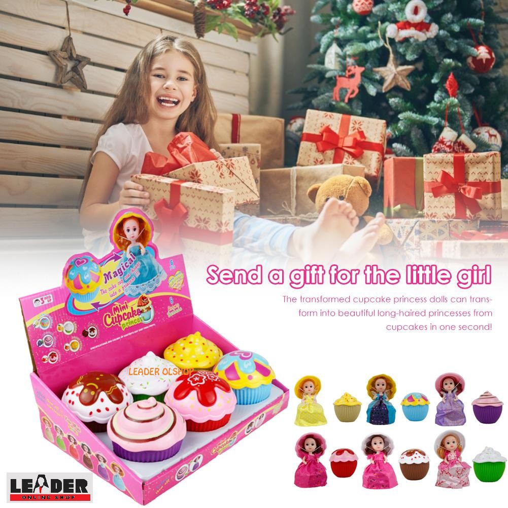 1BOX MAINAN MAGICAL MINI CUPCAKE SET 6 AROMA BONEKA PRINCESS DRESS WARNA
