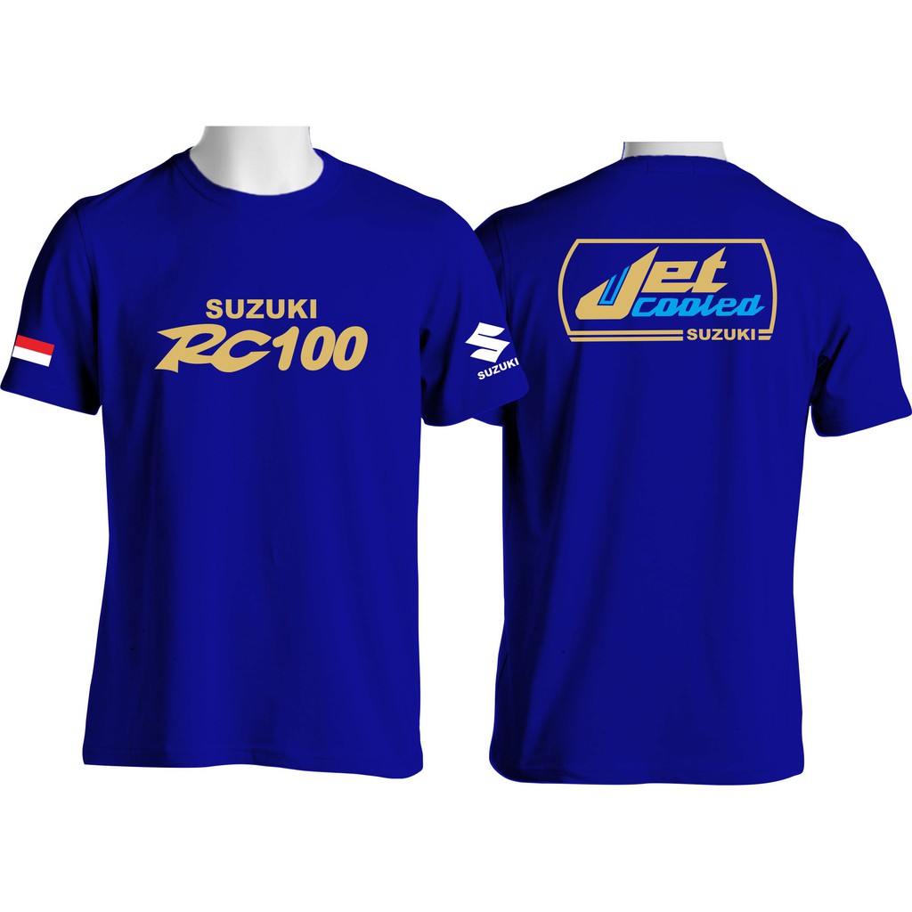 Kaos Rc 100 Jet Cooled | Baju Motor Suzuki Rc 100 Menolak Punah | Atasan Pria Otomotif Catton COmbet