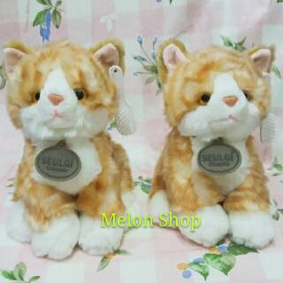  Boneka  Kucing  Baring Duduk Abu  abu  Kuning Sisir Bulu 