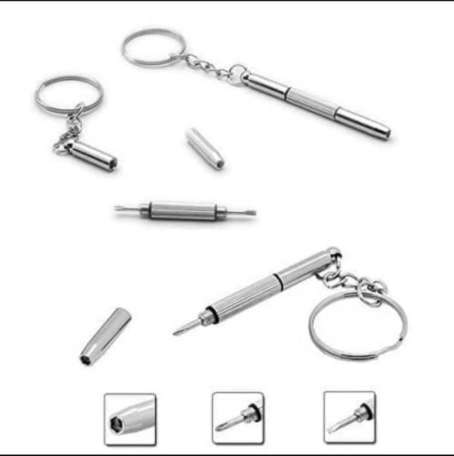 gantungan kunci obeng plus minus mini screwdriver keychain 4 in 1