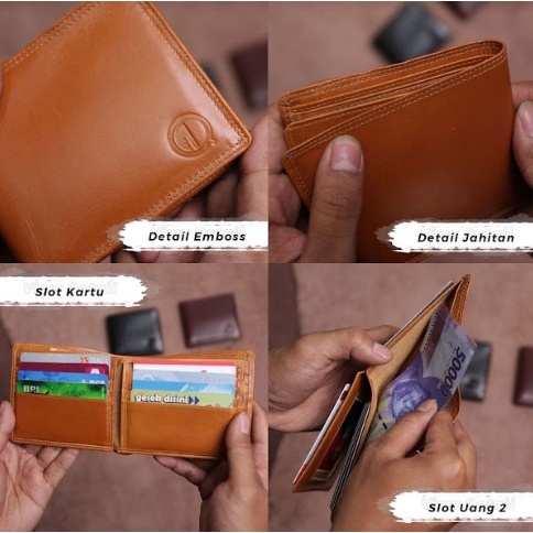 Dompet Kulit Pria Dompet Kartu Pria Lipat Kulit Sapi Asli Original Dompet Slim Klasik Bahan Kulit untuk Pria D006 Material Kulit Sapi Asli GARANSI ORIGINAL