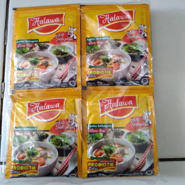 1 lusin (12 sachet) Halawa bumbu rasa ayam dan sapi mengandung probiotik