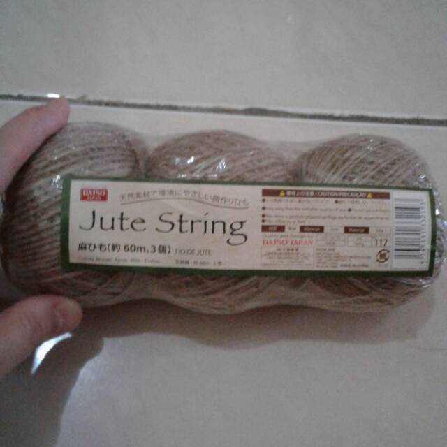 

Daiso Tali rami tali ikat kado jute string tali karung goni 3x60mtr tali pelindung botol kaca