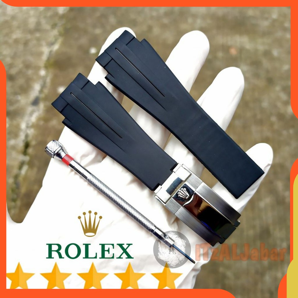 Tali jam tangan Rolex Rubber B 20mm Premium Waterproof Hitam