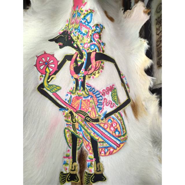 (BISA COD) LUKISAN LEMBARAN WAYANG RADEN KRESNA KULIT KAMBING FULL BODY 77x55 cm - PAJANGAN DEKORASI