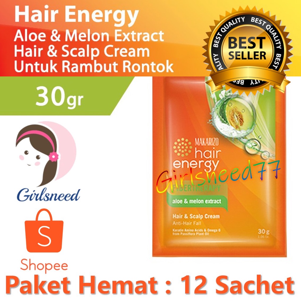 Makarizo Creambath 30gr x 12 Sachet Aloe Melon Extract Perawatan Rambut Rontok GIRLSNEED77