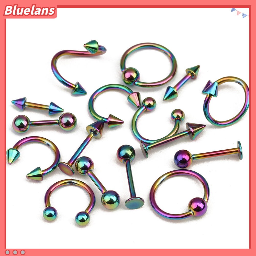 16 Pcs Alat Tindik Bibir Hidung Alis Perut Lidah Untuk Hadiah