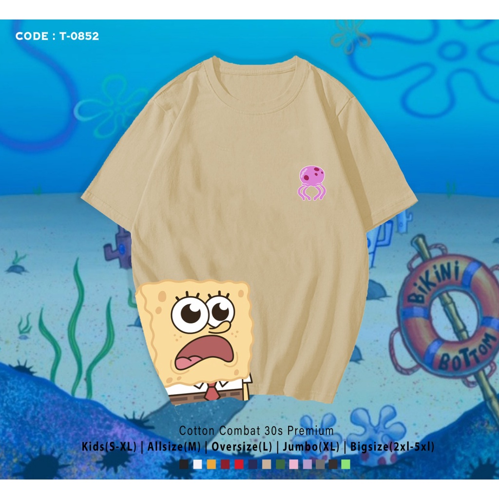 KAOS TERBARU / PRIA WANITA / KAOS POPULER / REAL PICTURE / SPONGEBOBS SYOK / BEST SELLER / CUSTOM TEE