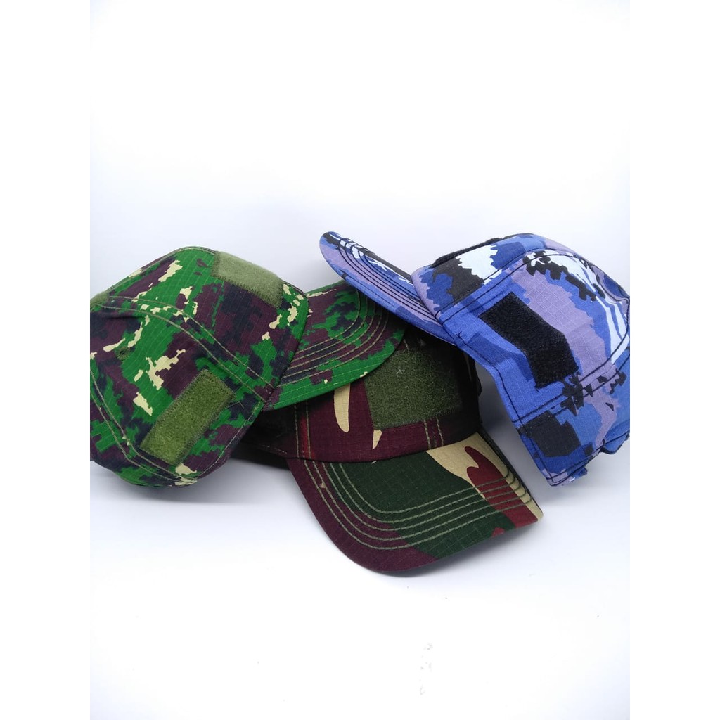 TOPI PRIA TOPI TACTICAL VELCRO ARMY