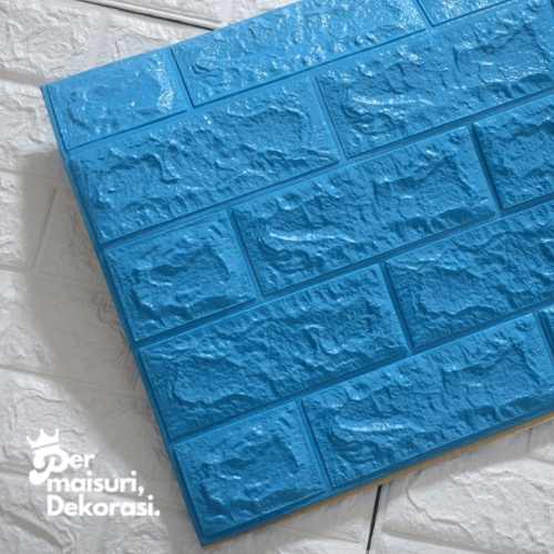 [COD] Wallpaper Dinding Stiker Wallfoam 3D Sticker Dekorasi Kamar Rumah Murah-BIRU LAUT