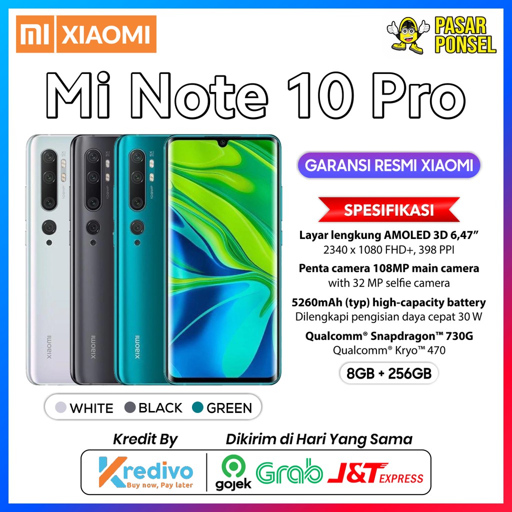 HP XIAOMI NOTE 10 PRO 8/256GB GARANSI RESMI TERMURAH SESURABAYA