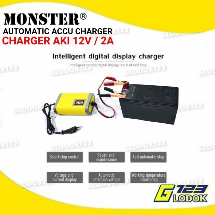 Charger Aki 12V 2A Motor Mobil Charger Portable