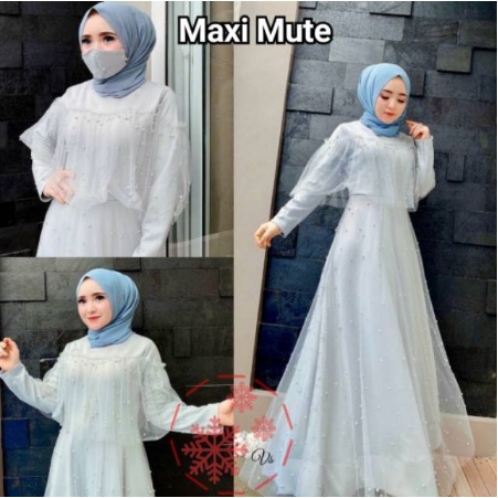 COD MAXI MUTE/Baju Dress Gamis Wanita Syari Busana Muslim/MAXI TILE MUTIARA Baju Gamis Remaja Kekini