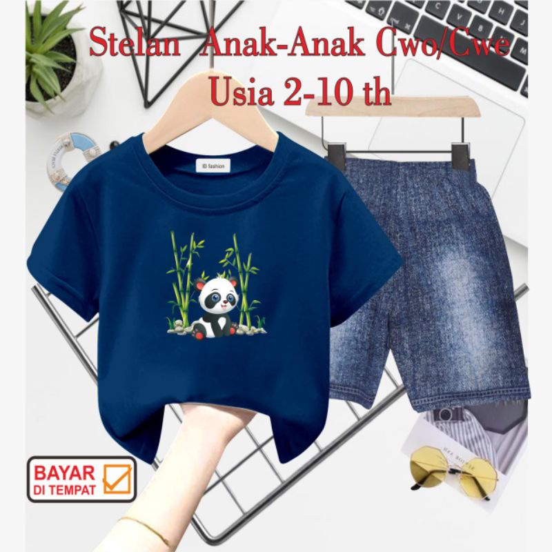 ((IB))SETELAN ANAK2 UNISEX SEMI JEANS/PANDA DIGITAL SABLON