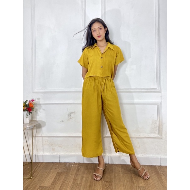 BAJU BALI PIYAMA RAYON SETELAN BAJU BALI SET PIYAMA CROP RAYON POLOS