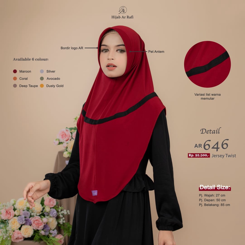 TERBARU HIJAB DAILY BY AR RAFI AR 646 BAHAN JERSEY TWIST