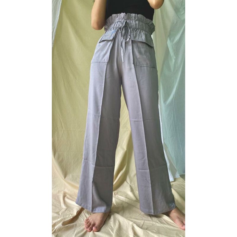 CELANA KU   LOT PANJANG | HIGHWAIST WANITA (17 Pants - Grey) | Shopee
