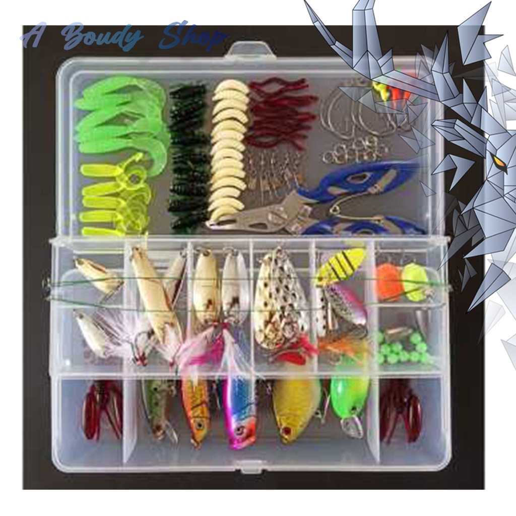 Umpan Pancing Tiruan Ikan Set Silicone Karet  Fishing Bait Kit 101PCS Komplit Katak Cumi Udang Ada B