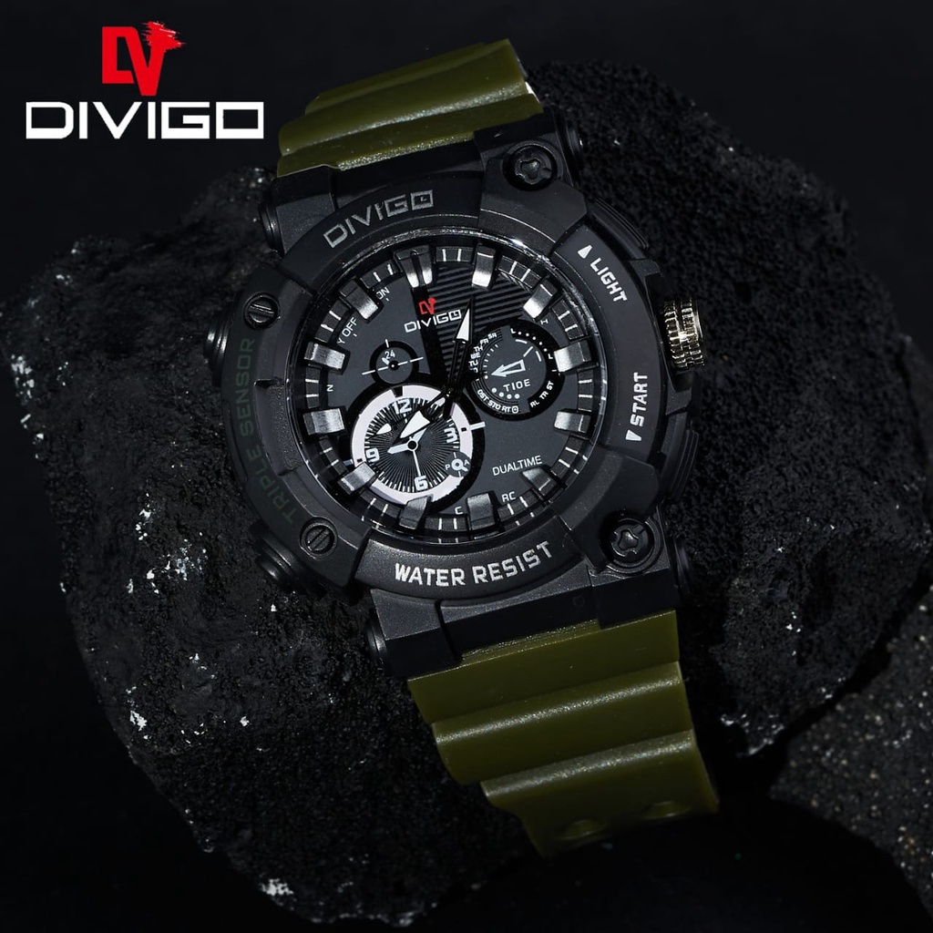 [DGS] Jam Tangan Pria Divigo Analog Sport Strab Rubber Tahan Air D-21