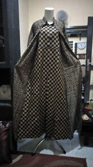 Gamis Cardi Lawasan Coklat Baju Batik Kantoran Wanita Formal Kondangan Harian Katun Halus Arabia