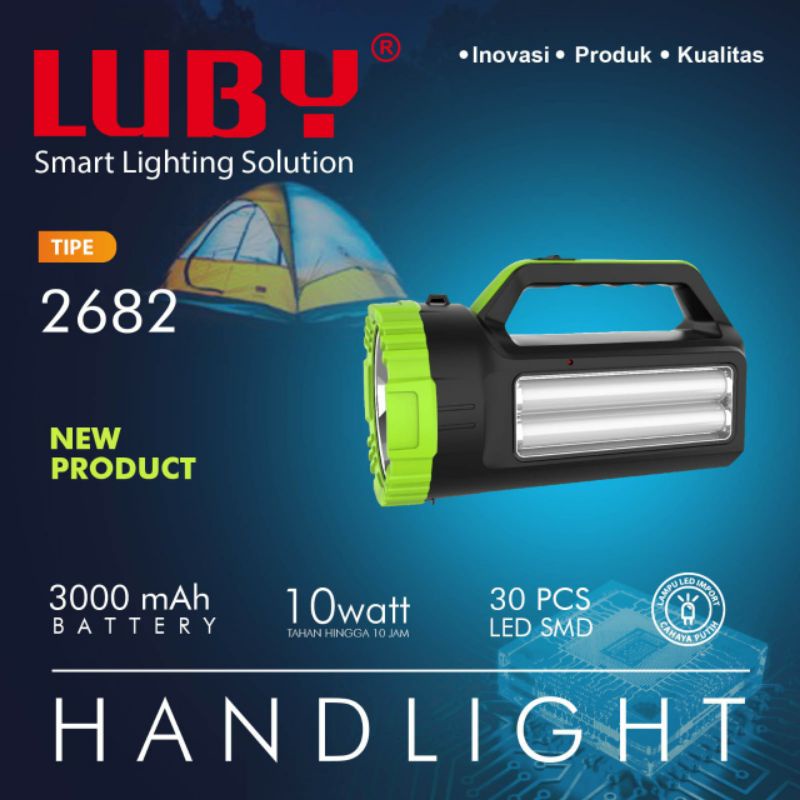 Senter Cas Tenteng + Emergency LUBY 10 Watt L - 2682 / L - 2673 ORIGINAL Produk LUBY