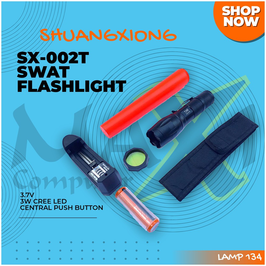Shuangxiong SX-002T T6 Swat Flashlight 3.7V 5 Modes Light Senter