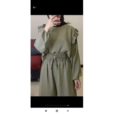 Setelan Kulot Krinkel Viral/Ruby Set/Setelan Wanita Polos Viral 2021