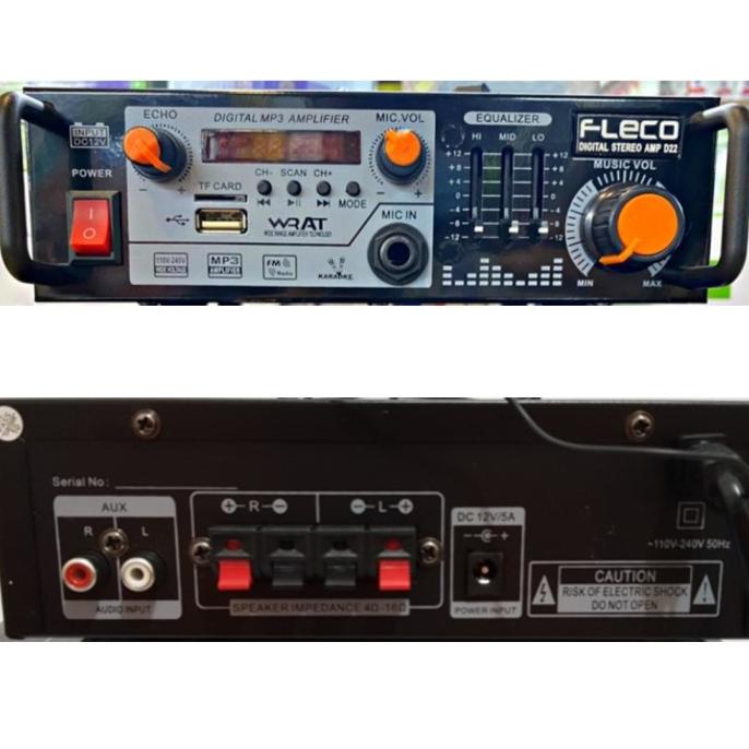 Power Amplifier Wireless Fleco D22 Ampli Blueooth AC DC Radio .