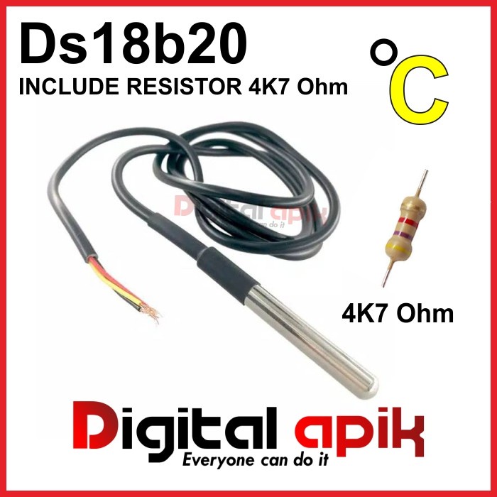 Sensor Suhu DS18B20 Waterproof Temperature Air Kabel Probe Arduino