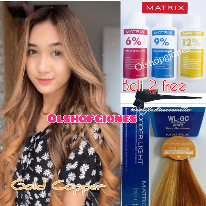 CAT Matrix Wonderlight Gold Copper WL-GC + oxydant campuran cat rambut wonder light socolor emas