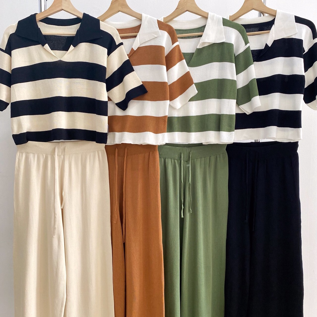 [FG] Relax Stripes Knit Set Top & Pants SET6451-8
