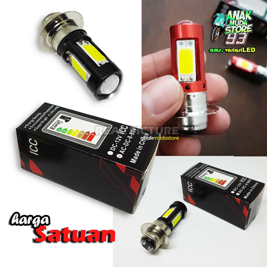 (LDM4) Lampu Depan LED H6 3 Sisi AC DC Motor Mio Beat Xride Supra 125 Jupiter Z MX Vario Satria FU